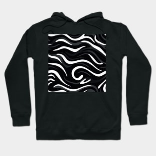Monochrome Waves: Modern Abstract Ebb and Flow Hoodie